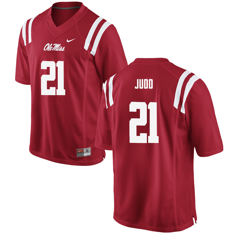 Men Ole Miss Rebels #21 Akeem Judd College Football Jerseys-Red - Click Image to Close